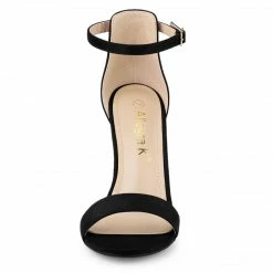 Allegra K Shoes Women's Suede Ankle Strap High Stiletto Heels Sandals