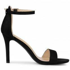 Allegra K Shoes Women's Suede Ankle Strap High Stiletto Heels Sandals