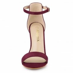 Allegra K Shoes Women's Suede Ankle Strap High Stiletto Heels Sandals