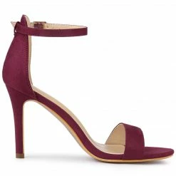Allegra K Shoes Women's Suede Ankle Strap High Stiletto Heels Sandals