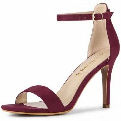 Allegra K Shoes Women's Suede Ankle Strap High Stiletto Heels Sandals