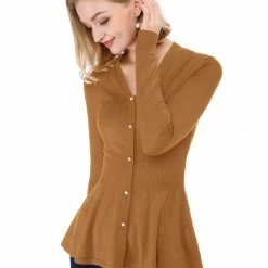 Allegra K Smocked Waist Peplum Pullover Jumper Women