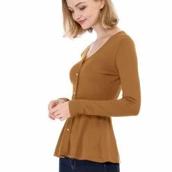 Allegra K Smocked Waist Peplum Pullover Jumper Women