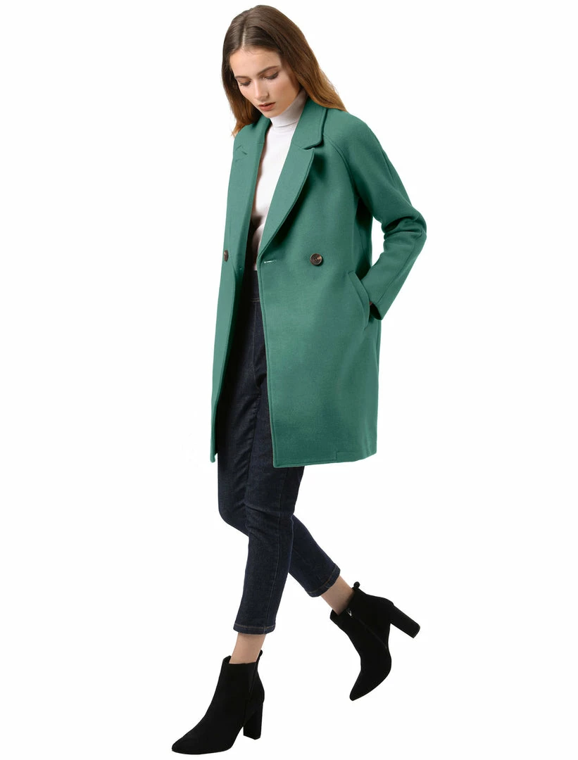 Allegra K Double Breasted Notched Lapel Coat With Raglan Sleeves 75 Allegra K Double Breasted Notched Lapel Coat With Raglan Sleeves