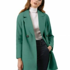 Allegra K Double Breasted Notched Lapel Coat With Raglan Sleeves 157 Allegra K Double Breasted Notched Lapel Coat With Raglan Sleeves