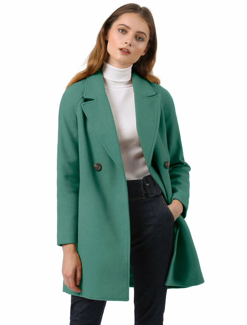 Allegra K Double Breasted Notched Lapel Coat With Raglan Sleeves 76 Allegra K Double Breasted Notched Lapel Coat With Raglan Sleeves