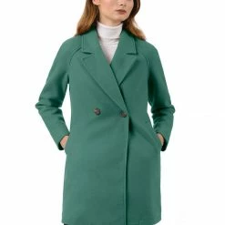 Allegra K Double Breasted Notched Lapel Coat With Raglan Sleeves 154 Allegra K Double Breasted Notched Lapel Coat With Raglan Sleeves