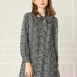 Allegra K Women's Loose Tie Neck Leopard Shift Dress 11 Allegra K Women's Loose Tie Neck Leopard Shift Dress