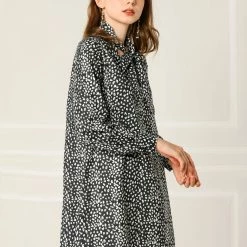 Allegra K Women's Loose Tie Neck Leopard Shift Dress 13 Allegra K Women's Loose Tie Neck Leopard Shift Dress
