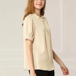Allegra K Women's Work Office Top Blouse Ruffled Puff Sleeve Shirt 61 Allegra K Women's Work Office Top Blouse Ruffled Puff Sleeve Shirt