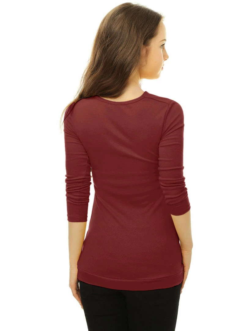 Women Allegra K Cowl Neck Long Sleeves Buttons Decor Ruched Top 43 Women Allegra K Cowl Neck Long Sleeves Buttons Decor Ruched Top