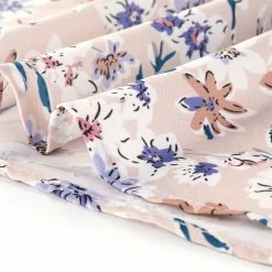 Allegra K Women's Ruffle V Neck Drawstring Floral Blouse