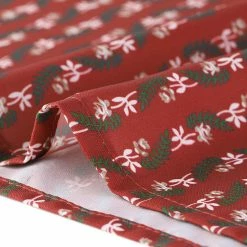 Allegra K Women's Floral Leaf Print Ruffle Neck Smocked Cuff Short Flare Dress