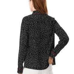 Allegra K Long Sleeve Button Down Polka Dot Shirt