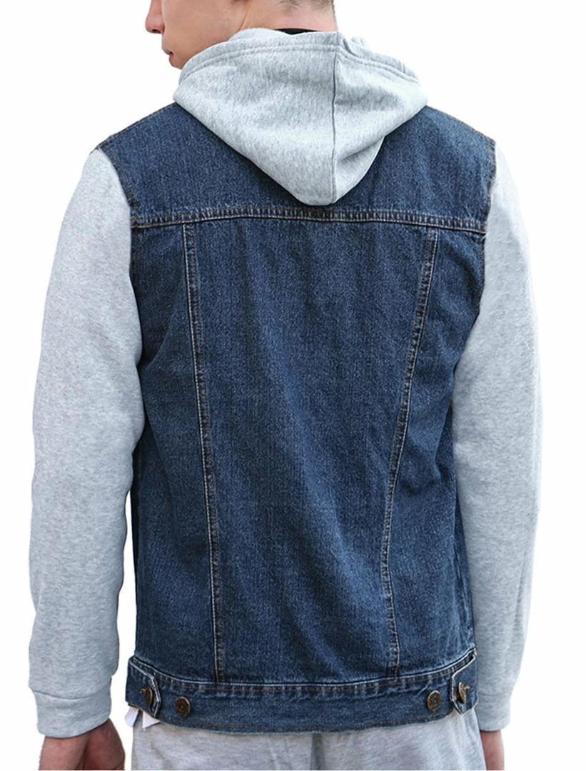 Allegra K Men's Hoodies Sweatshirt Jean Patchwork Sleeves Button Down Denim Jacket 12 Allegra K Men's Hoodies Sweatshirt Jean Patchwork Sleeves Button Down Denim Jacket