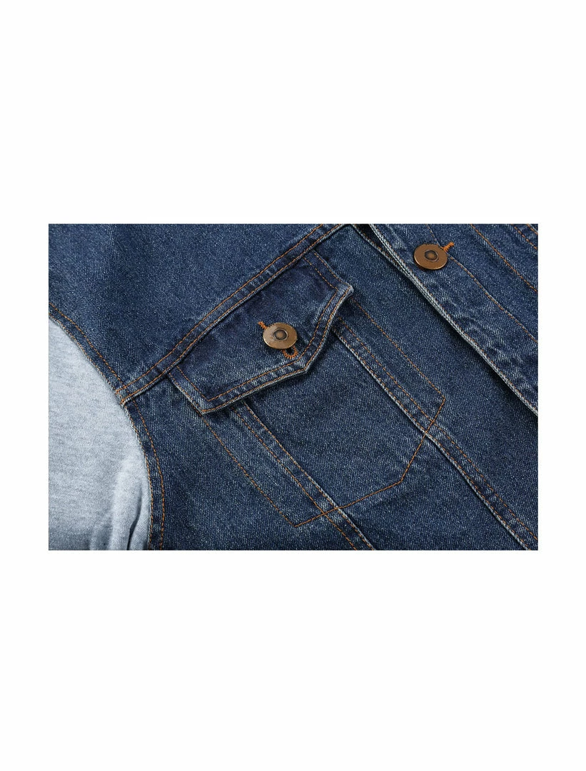 Allegra K Men's Hoodies Sweatshirt Jean Patchwork Sleeves Button Down Denim Jacket 16 Allegra K Men's Hoodies Sweatshirt Jean Patchwork Sleeves Button Down Denim Jacket