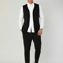 Allegra K Men's V Neck Sleeveless Two Pockets Button Down Solid Color Vest 53 Allegra K Men's V Neck Sleeveless Two Pockets Button Down Solid Color Vest