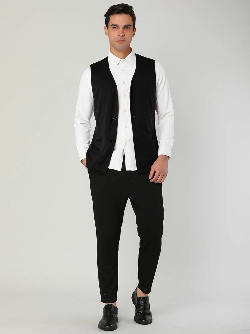 Allegra K Men's V Neck Sleeveless Two Pockets Button Down Solid Color Vest 26 Allegra K Men's V Neck Sleeveless Two Pockets Button Down Solid Color Vest