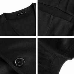 Allegra K Men's V Neck Sleeveless Two Pockets Button Down Solid Color Vest 57 Allegra K Men's V Neck Sleeveless Two Pockets Button Down Solid Color Vest