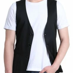 Allegra K Men's V Neck Sleeveless Two Pockets Button Down Solid Color Vest 51 Allegra K Men's V Neck Sleeveless Two Pockets Button Down Solid Color Vest