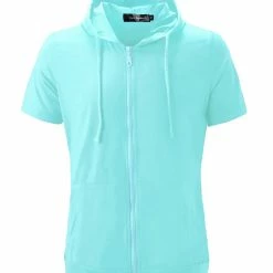 Allegra K Men's Hoodies Solid Color Zip Up Short Sleeve Jackets With Hood 51 Allegra K Men's Hoodies Solid Color Zip Up Short Sleeve Jackets With Hood