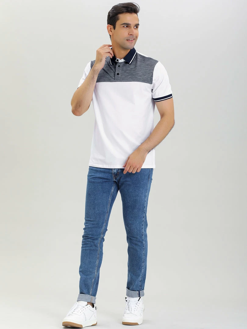 Allegra K Men's Casual Summer Color Block Golf Polo Short Sleeves Cotton T-Shirts Tops 18 Allegra K Men's Casual Summer Color Block Golf Polo Short Sleeves Cotton T-Shirts Tops