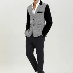 Allegra K Men's Plaid Pattern Button Down Slim Fit Casual Jacket Blazer