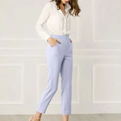 Allegra K Women's High Waisted Work Elastic Back Ankle Plaid Pants 52 Allegra K Women's High Waisted Work Elastic Back Ankle Plaid Pants