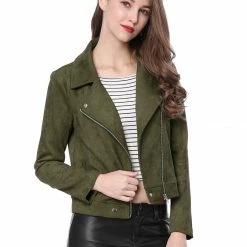 Allegra K Faux Suede Short Jacket With Revere Collar Clothing