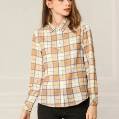 Allegra K Women's Plaid Shirt Casual Office Long Sleeves Button Up Shirts 24 Allegra K Women's Plaid Shirt Casual Office Long Sleeves Button Up Shirts