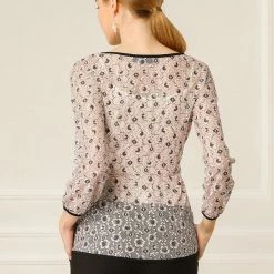 Allegra K Self-Tie Waist Bi-Color Contrast Lace Peplum Top 91 Allegra K Self-Tie Waist Bi-Color Contrast Lace Peplum Top