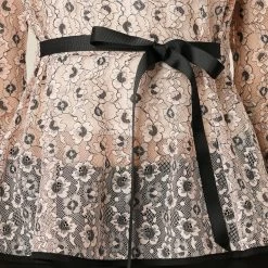 Allegra K Self-Tie Waist Bi-Color Contrast Lace Peplum Top 92 Allegra K Self-Tie Waist Bi-Color Contrast Lace Peplum Top