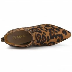 Allegra K Women's Pointed Toe Block Heel Ankle Chelsea Boots