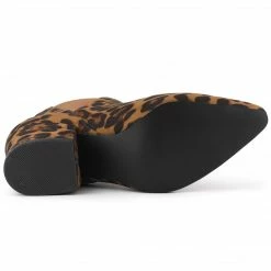 Allegra K Women's Pointed Toe Block Heel Ankle Chelsea Boots