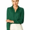 Allegra K V Neck Long Sleeve Work Shirt 2 Allegra K V Neck Long Sleeve Work Shirt