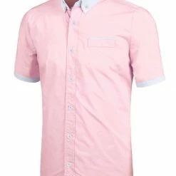 Allegra K Men's Contrast Collar Short Sleeve Slim Fit Casual Button Down Shirt