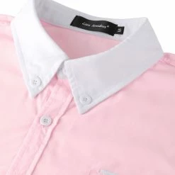 Allegra K Men's Contrast Collar Short Sleeve Slim Fit Casual Button Down Shirt