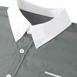 Allegra K Men's Contrast Collar Short Sleeve Slim Fit Casual Button Down Shirt