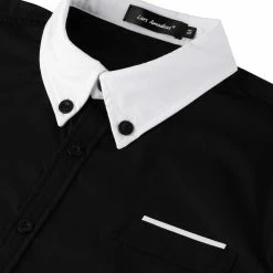 Allegra K Men's Contrast Collar Short Sleeve Slim Fit Casual Button Down Shirt