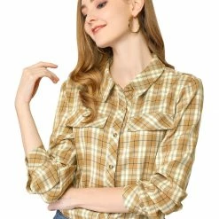 Allegra K Women's Vintage Collared Long Sleeve Button Front Tartan Buffalo Plaid Shirts 12 Allegra K Women's Vintage Collared Long Sleeve Button Front Tartan Buffalo Plaid Shirts