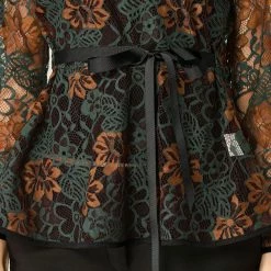 Allegra K Self-Tie Waist Bi-Color Contrast Lace Peplum Top 86 Allegra K Self-Tie Waist Bi-Color Contrast Lace Peplum Top