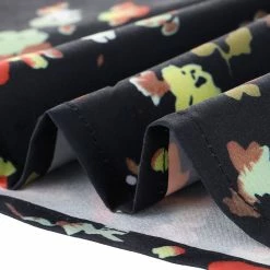 Allegra K Women's Belted Slit Hem Bell Sleeve A-line Floral Dress