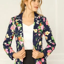 Women Allegra K Notched Lapel Open Front Blazer In Floral Print 87 Women Allegra K Notched Lapel Open Front Blazer In Floral Print