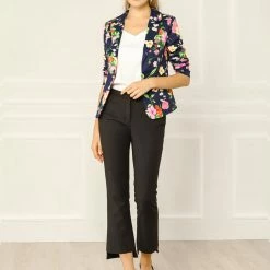 Women Allegra K Notched Lapel Open Front Blazer In Floral Print 88 Women Allegra K Notched Lapel Open Front Blazer In Floral Print