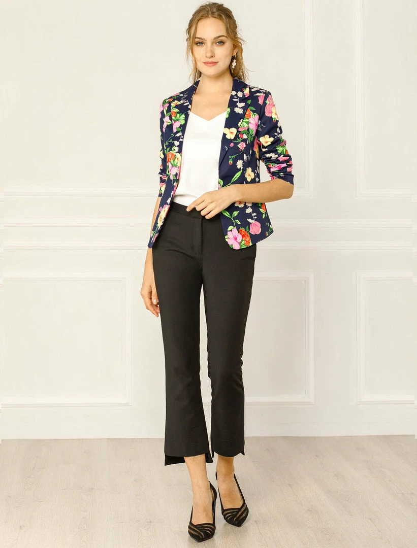 Women Allegra K Notched Lapel Open Front Blazer In Floral Print 35 Women Allegra K Notched Lapel Open Front Blazer In Floral Print