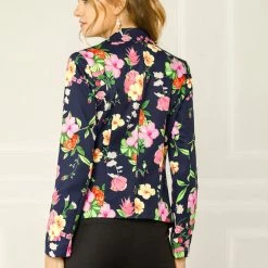 Women Allegra K Notched Lapel Open Front Blazer In Floral Print 90 Women Allegra K Notched Lapel Open Front Blazer In Floral Print