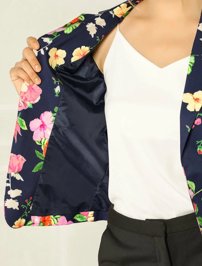Women Allegra K Notched Lapel Open Front Blazer In Floral Print 38 Women Allegra K Notched Lapel Open Front Blazer In Floral Print