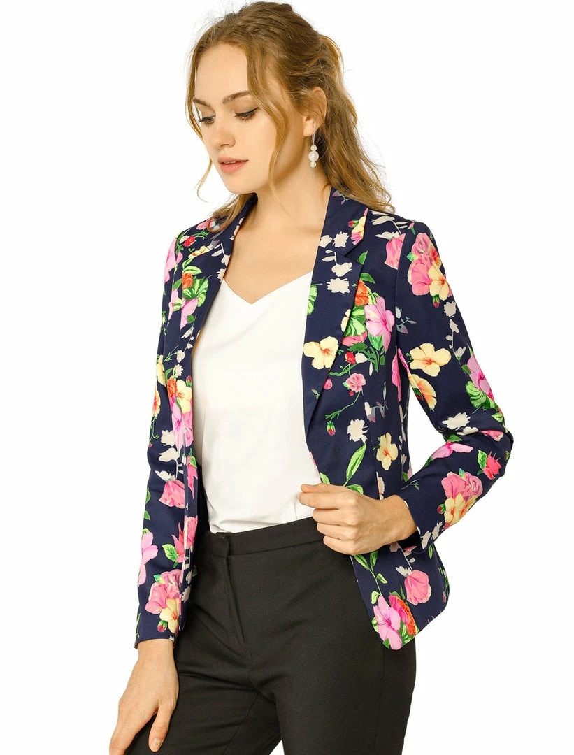 Women Allegra K Notched Lapel Open Front Blazer In Floral Print 33 Women Allegra K Notched Lapel Open Front Blazer In Floral Print