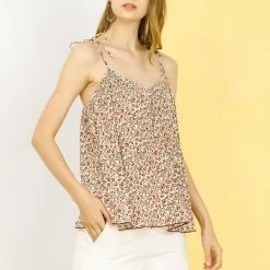 Allegra K Women's Chiffon Floral Printed Camisole Spaghetti Strap Pleated Cami Top 13 Allegra K Women's Chiffon Floral Printed Camisole Spaghetti Strap Pleated Cami Top