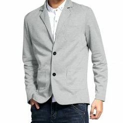 Allegra K 1310-X01 Men Notched Lapel Solid Color Pockets Front Long Sleeve Knit Blazer Coats & Outerwear 74 Allegra K 1310-X01 Men Notched Lapel Solid Color Pockets Front Long Sleeve Knit Blazer Coats & Outerwear